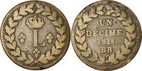 France Decime Coin, Louis XVIII, Strasbourg, Bronze, KM:701 -