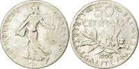 France 50 Centimes Coin, Semeuse, Paris, Silver, KM:854 -