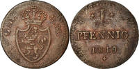 German States Pfennig Coin, HESSE-DARMSTADT, Ludwig X -