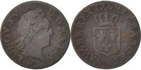 France Liard Coin, Louis XV, Liard à la vieille tête, Metz -