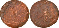 Russia 5 Kopeks Coin, Catherine II, Ekaterinbourg, Copper -