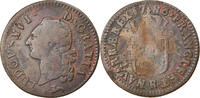 France Sol à l'Ecu Coin, Louis XVI, Orléans, Copper -