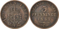German States 3 Pfennig Coin, PRUSSIA, Wilhelm I, Cleves -