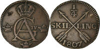 Sweden 1/4 Skilling Coin, Gustaf IV Adolf, Copper, KM:564 -