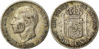 Spain 50 Centimos Coin, Alfonso XII, Madrid, Silver, KM:685 -
