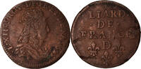France Liard Coin, Louis XIV, Liard de France au buste juvénile, deuxième type -