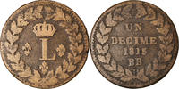 France Decime Coin, Louis XVIII, Strasbourg, Bronze, KM:701 -