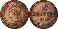 France Centime Coin, Dupré, Paris, Bronze, KM:754 -