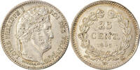 France 25 Centimes Coin, Louis-Philippe, Rouen, Silver -