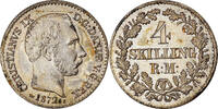 Denmark 4 Skilling Rigsmont Coin, Christian IX, Copenhagen -