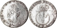 France 1/10 Écu vertugadin Coin, Louis XV, Caen, Silver -