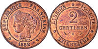 France 2 Centimes Coin, Cérès, Paris, Bronze, KM:827.1 -