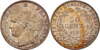 France 50 Centimes Coin, Cérès, Paris, Silver, KM:834.1 -