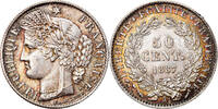 France 50 Centimes Coin, Cérès, Paris, Silver, KM:834.1 -