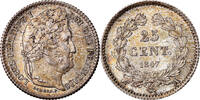 France 25 Centimes Coin, Louis-Philippe, Paris, Silver -