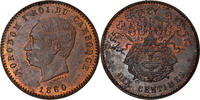 Cambodia 10 Centimes Norodom I, Bronze, Lecompte:23, KM:M3 -