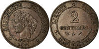 France 2 Centimes Coin, Cérès, Paris, Bronze, KM:827.1 -