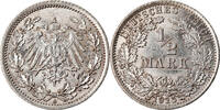 GERMANY - EMPIRE 1/2 Mark Coin, Berlin, Silver, KM:17 -