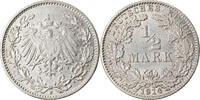 GERMANY - EMPIRE 1/2 Mark Coin, Hambourg, Silver, KM:17 -