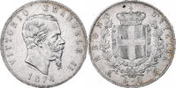 Italy 5 Lire Vittorio Emanuele II, Milan, Silver, KM:8.3 -