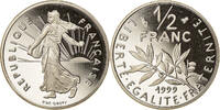 France 1/2 Franc Coin, Semeuse, Paris, Proof, Nickel -