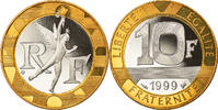 France 10 Francs Coin, Génie, Paris, Proof, Bi-Metallic -