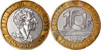 France 10 Francs Coin, Montesquieu, Paris, BU, Bi-Metallic -