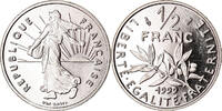 France 1/2 Franc Coin, Semeuse, Paris, Proof, Nickel -