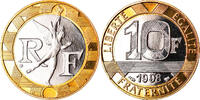 France 10 Francs Coin, Génie, Paris, Proof, Bi-Metallic -