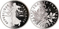 France 5 Francs Coin, Semeuse, Paris, Proof, Nickel Clad -