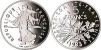 France 5 Francs Coin, Semeuse, Paris, Proof, Nickel Clad -