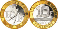 France 10 Francs Coin, Génie, Paris, Proof, Bi-Metallic -