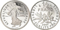 France 1/2 Franc Coin, Semeuse, Paris, Proof, Nickel -