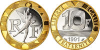 France 10 Francs Coin, Génie, Paris, Proof, Bi-Metallic -