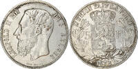 Belgium 5 Francs, 5 Frank Coin, Leopold II, Silver, KM:24 -