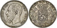 Belgium 5 Francs, 5 Frank Coin, Leopold II, Silver, KM:24 -
