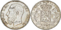 Belgium 5 Francs, 5 Frank Coin, Leopold II, Silver, KM:24 -