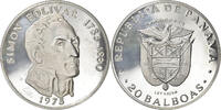 Panama 20 Balboas Coin, U.S. Mint, Proof, Silver, KM:31 -