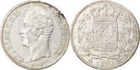 France 5 Francs Coin, Charles X, La Rochelle, Silver -