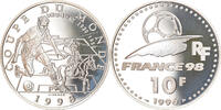 France 10 Francs Coin, World Cup 98, Uruguay, Proof, Silver -