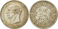 Denmark 25 Öre Coin, Frederik VIII, Copenhagen, Silver -