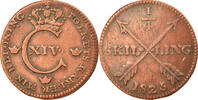 Sweden 1/4 Skilling Coin, Carl XIV Johan, Copper, KM:595 -