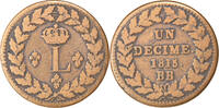 France Decime Coin, Louis XVIII, Strasbourg, Variety, Bronze -