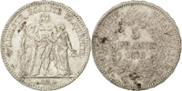 France 5 Francs Coin, Hercule, Paris, Silver, KM:820.1 -