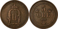 Sweden 5 Öre Coin, Oscar II, Bronze, KM:736 -