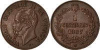 Italy Centesimo Coin, Vittorio Emanuele II, Milan, Copper -