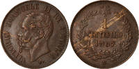 Italy Centesimo Coin, Vittorio Emanuele II, Milan, Copper -