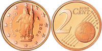 San Marino 2 Euro Cent Proof, Copper Plated Steel, KM:441 -