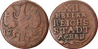 German States 12 Heller Coin, AACHEN, Copper, KM:51 -