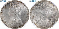 British India Rupee Victoria, Bombay, Silver, NGC, KM:492 -